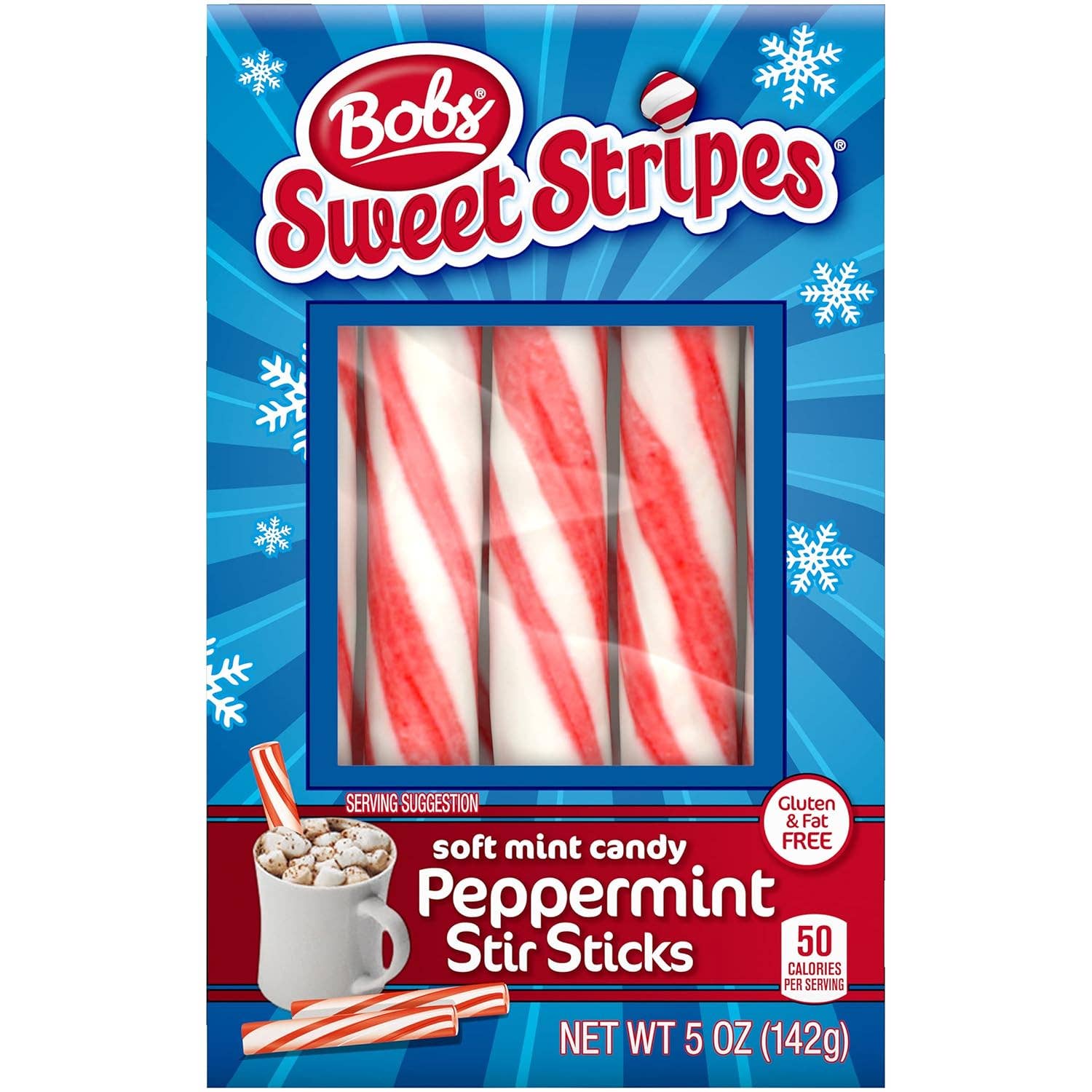 Sweet Stripes Soft Mint Candy Peppermint Stir Sticks