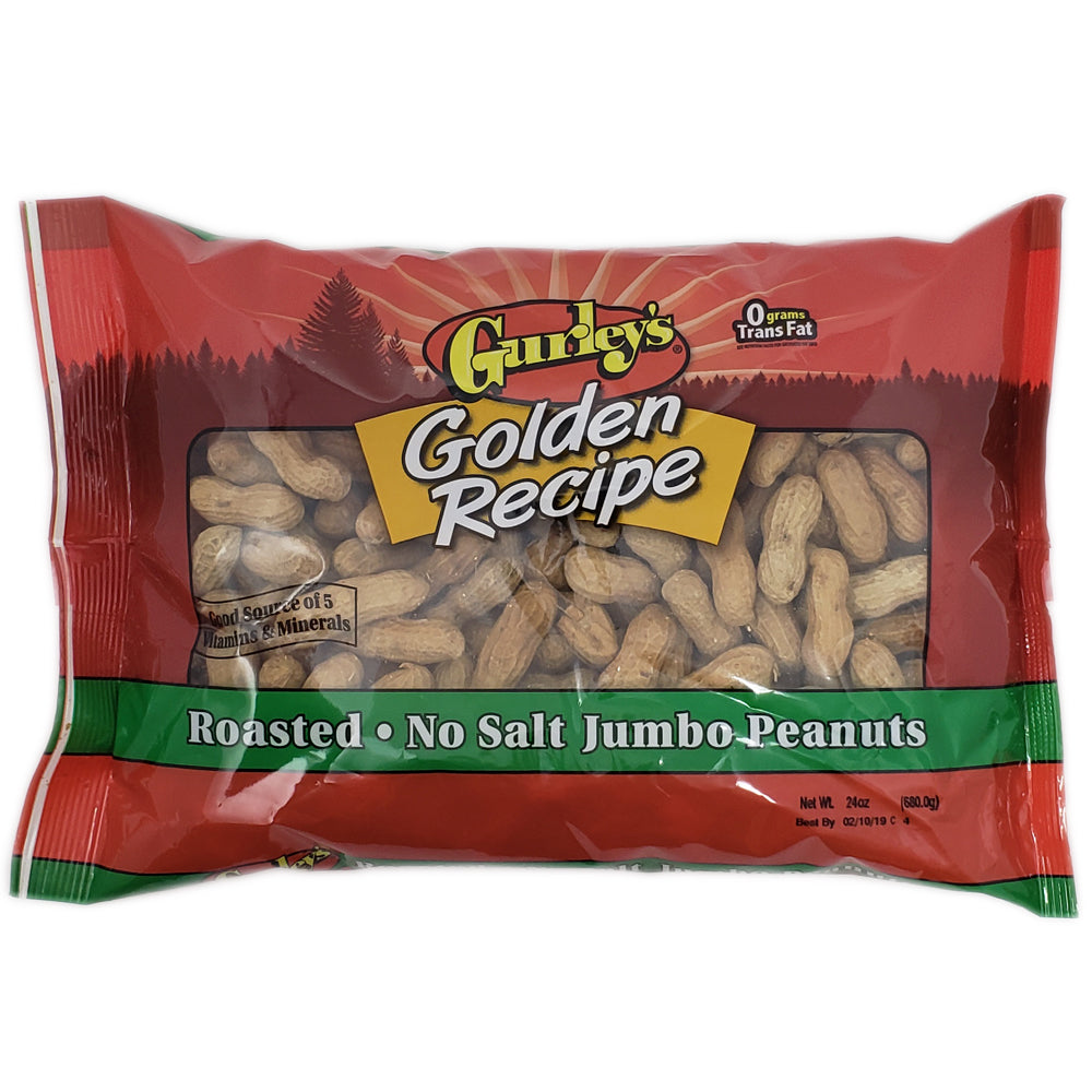 Gurley's No Salt Added Roasted Jumbo in the Shell Peanuts - 24oz.