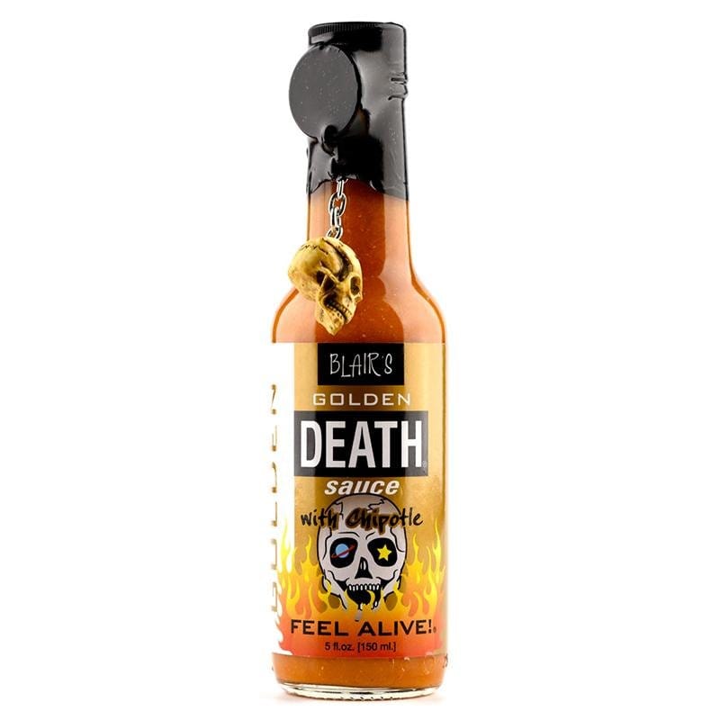 Blair's Golden Death Sauce With Chipotle And Skull Key Chain