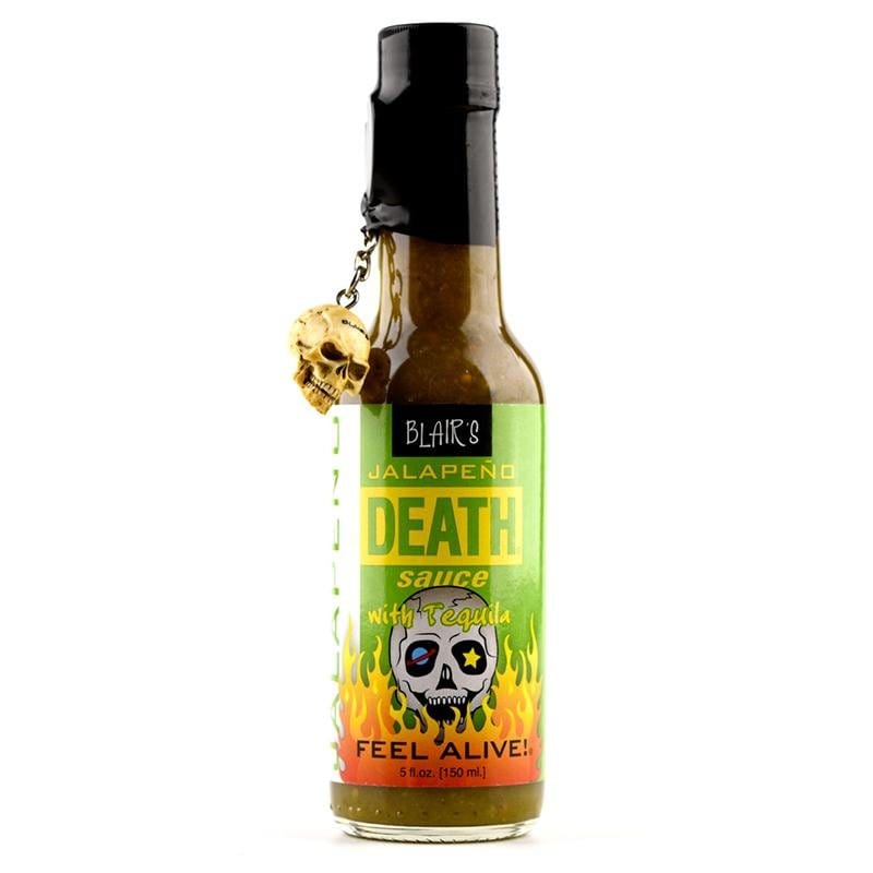 Blair's Jalapeño Death Sauce With Tequila And With Skull Key Chain
