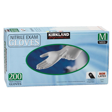 Kirkland Signature Latex-Free Nitrile Exam Multi-Purpose Gloves, Medium, 200 Count