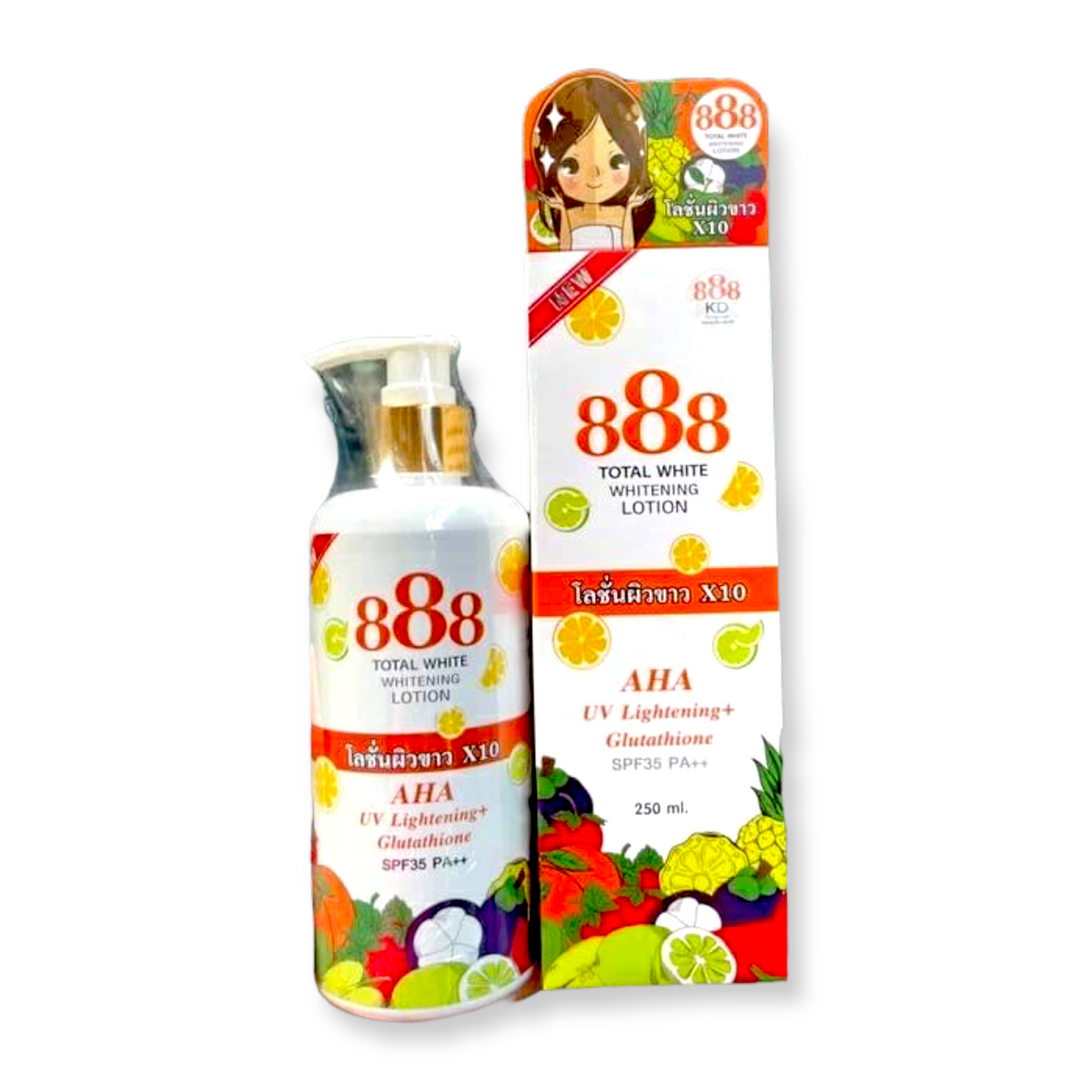 888 Total White - Lotion - AHA UV + Glutathione SPF 35 PA+++ - 250ml
