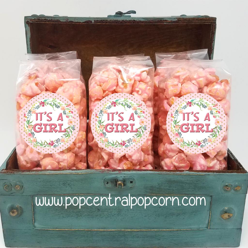 It's a Girl - Pink Floral - Popcorn Party Favors