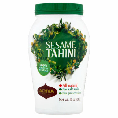 Achva Sesame Tahini, Kosher for Passover, 100% Ground Sesame Seeds, All Natural, No Salt, 16 oz