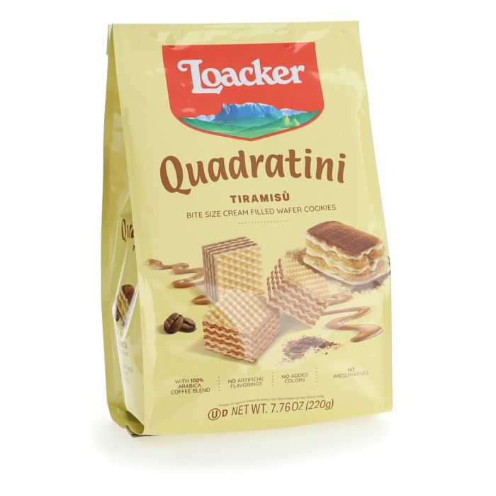 Loacker Quadratini Tiramisu Cream Filled Wafer Cookies
