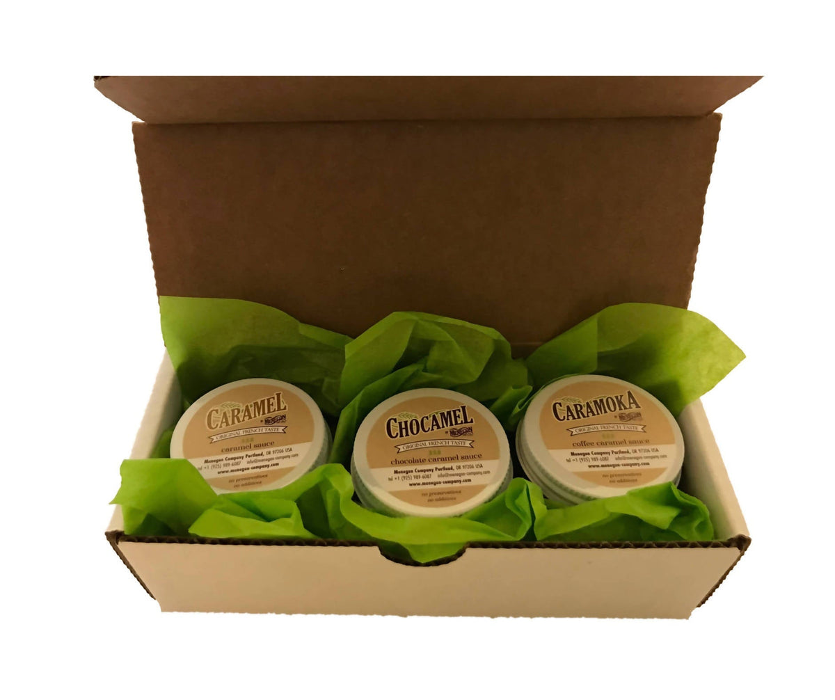 French Salted, Chocolate & Coffee Caramel Sauce Set - 4 x (3 x 2.5 oz)