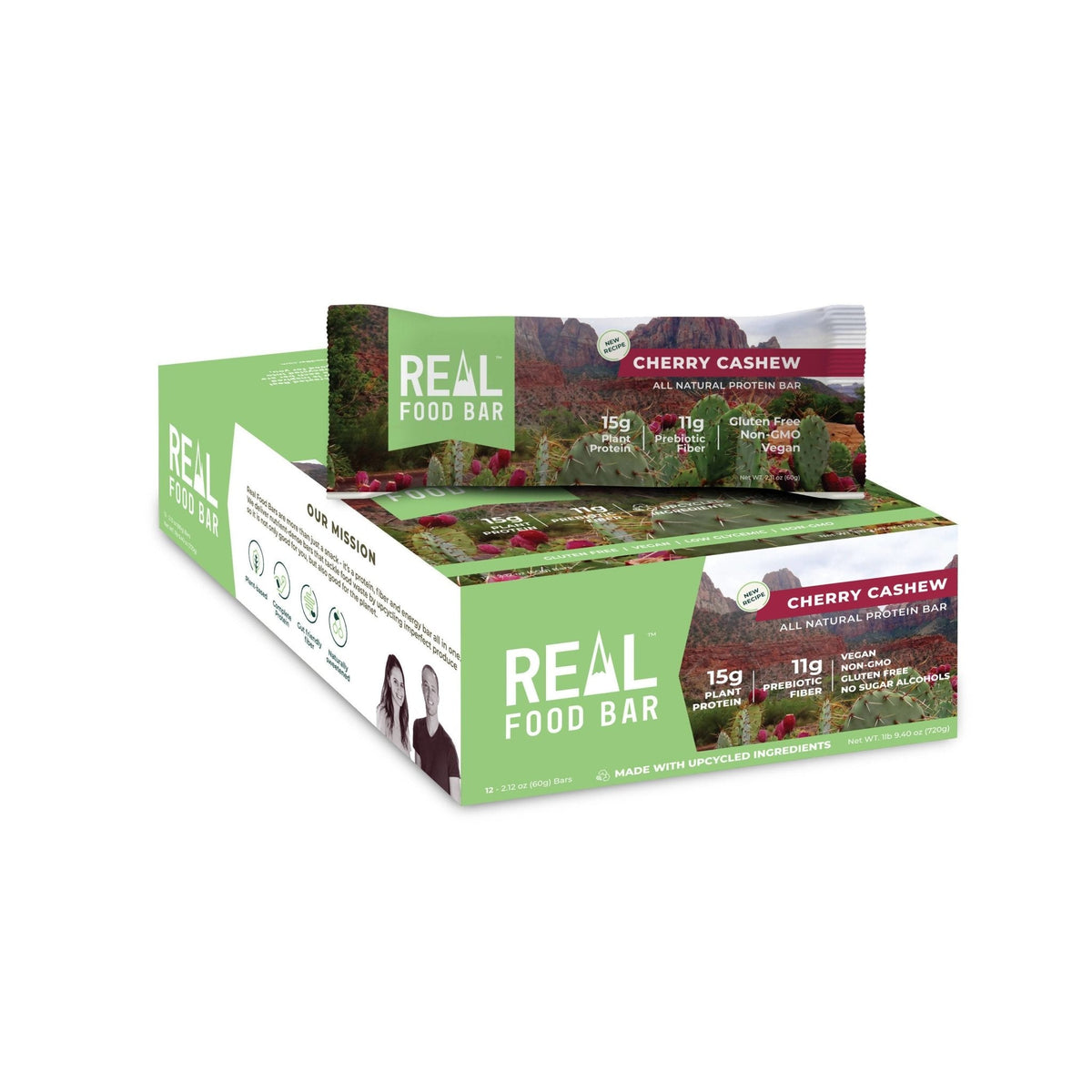 Real Food Bar's Cherry Cashew Bars - 12-Bar Pack (12 x 2.12oz)