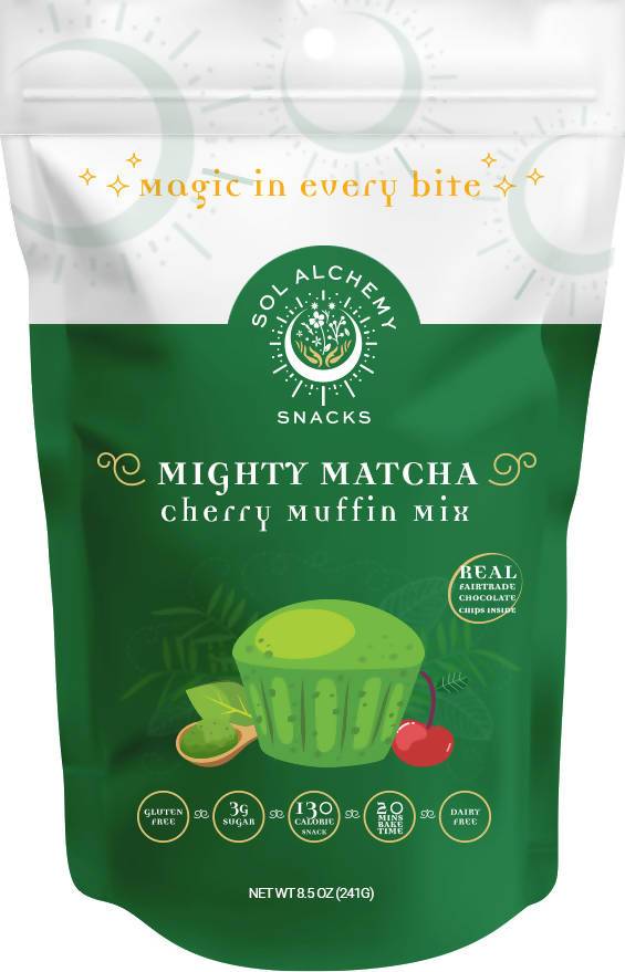 Sol Alchemy Mighty Matcha Cherry Muffin Mix Bag - 12 bags x 7.4oz case
