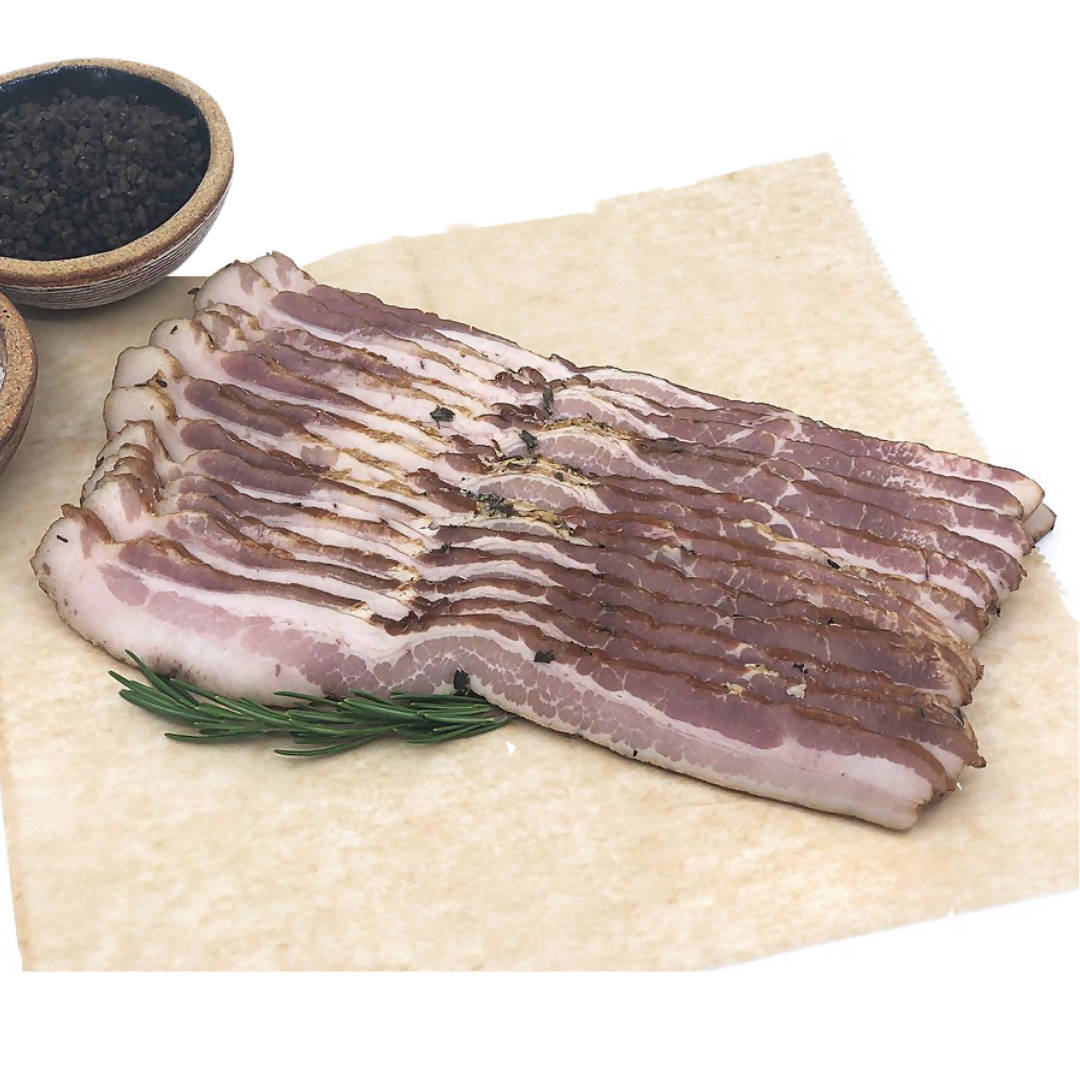 Pastured Uncured Salt & Thyme Bacon Packages - 40 packs x 12 oz case